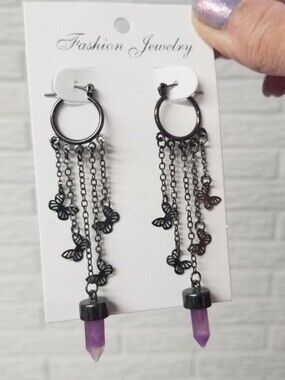 Butterfly Crystal Hoop Drop Earrings